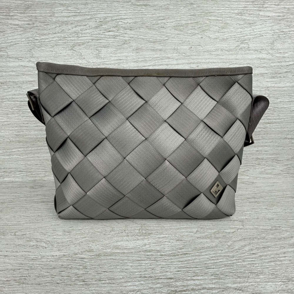 Maggie Bags Gray Crossbody Bag Seatbelt Purse‎ Woven Genuine Seat Belt Webbing